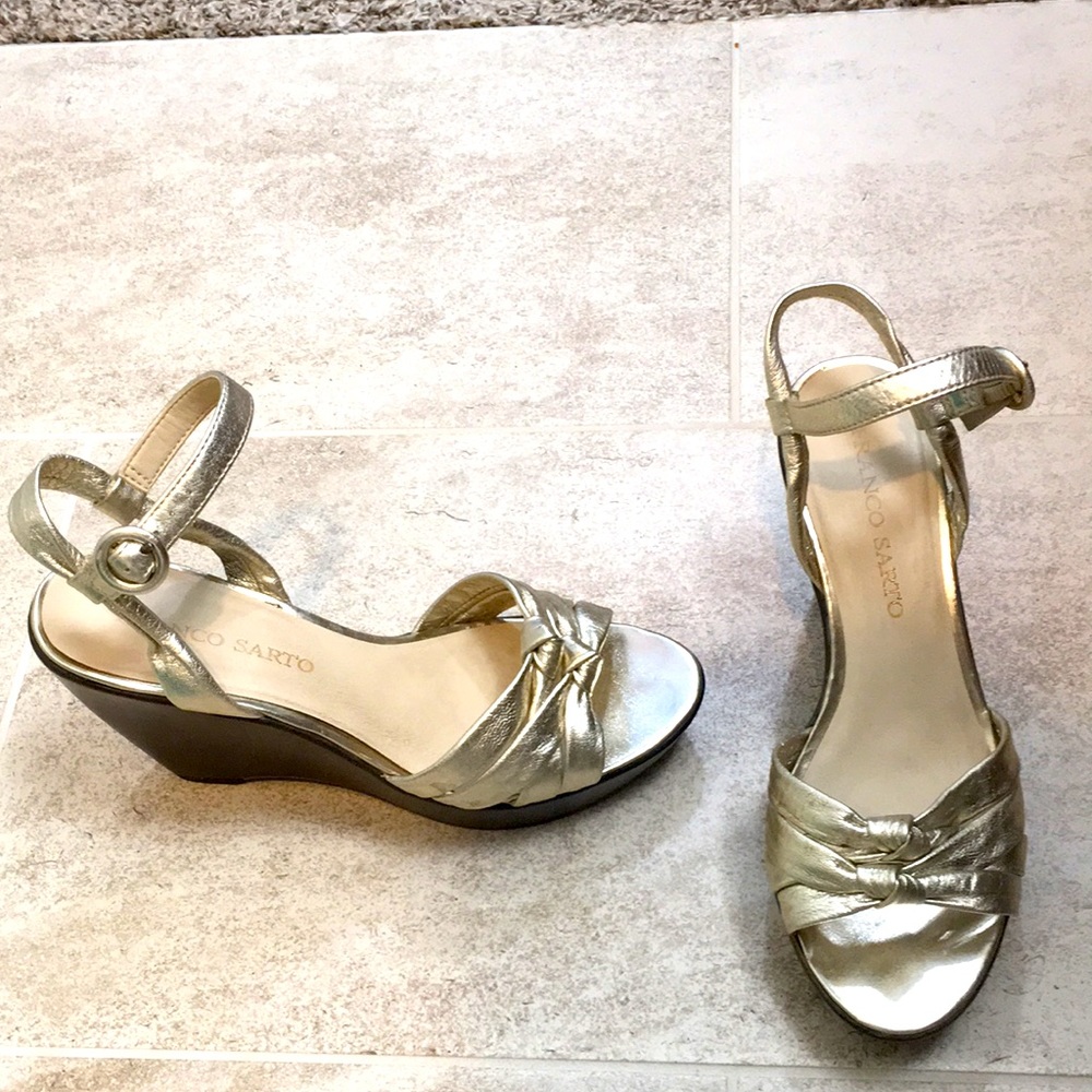 Franco Sarto 8 Sylvie Gold Sandal Wedges